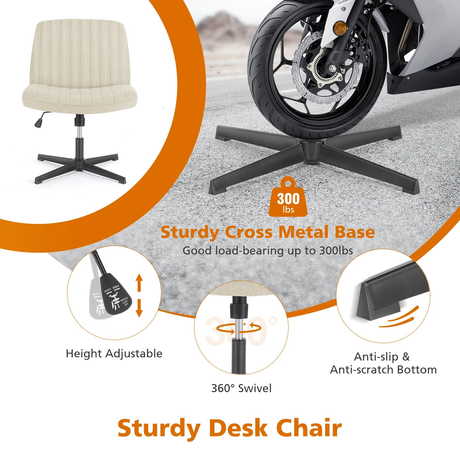 JHK Cross Legged Office Living Room Rocking Gaming Chair Armless Wide Desk Adjustable Swivel Fabric Task Vanity Home Office - Buy online at  Vibe In Cart.