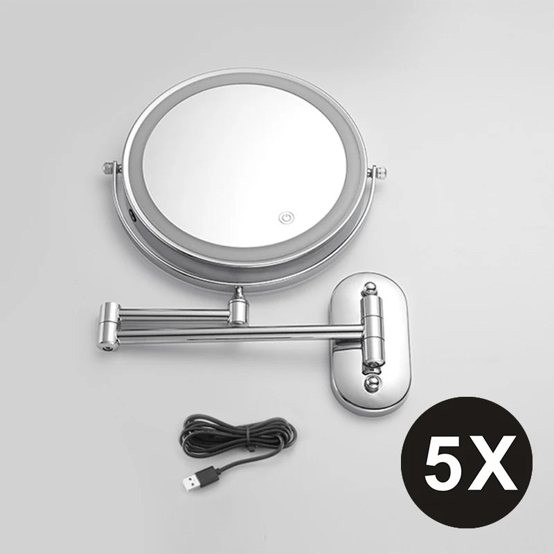 8 Inch Double-Sided Makeup Mirror With 3x-10x Magnification And LED Lights