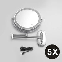8 Inch Double-Sided Makeup Mirror With 3x-10x Magnification And LED Lights