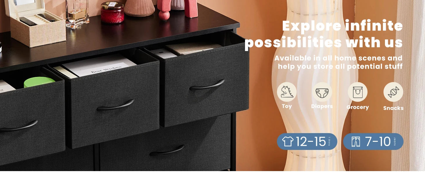 JHK Desser For Bedroom With 7 Fabric Drawers Organizer Storage Closet Chest Clothes For Living Room Display Cabinet Of Furniture - Buy online at  Vibe In Cart.