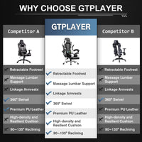 GTPLAYER Gaming Chair with Footrest, Lumbar Support, Adjustable Height, Swivel Seat, Headrest for Office or Gaming - Buy online at  Vibe In Cart.