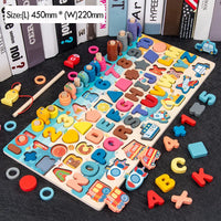 Educational Wooden Math Shape Matching Puzzle Toy for Kids