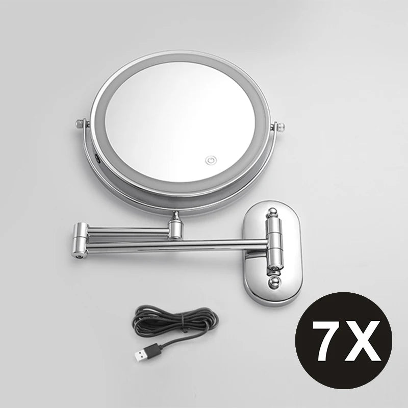 8 Inch Double-Sided Makeup Mirror With 3x-10x Magnification And LED Lights