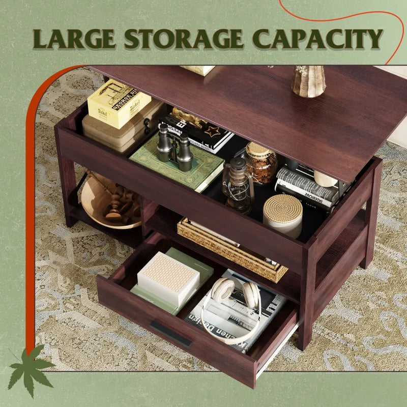 GALAXHERO Lift Top Coffee Table with Hidden Compartment Storage Drawers and Storage Shelf for Living Room Reception Room - Buy online at  Vibe In Cart.