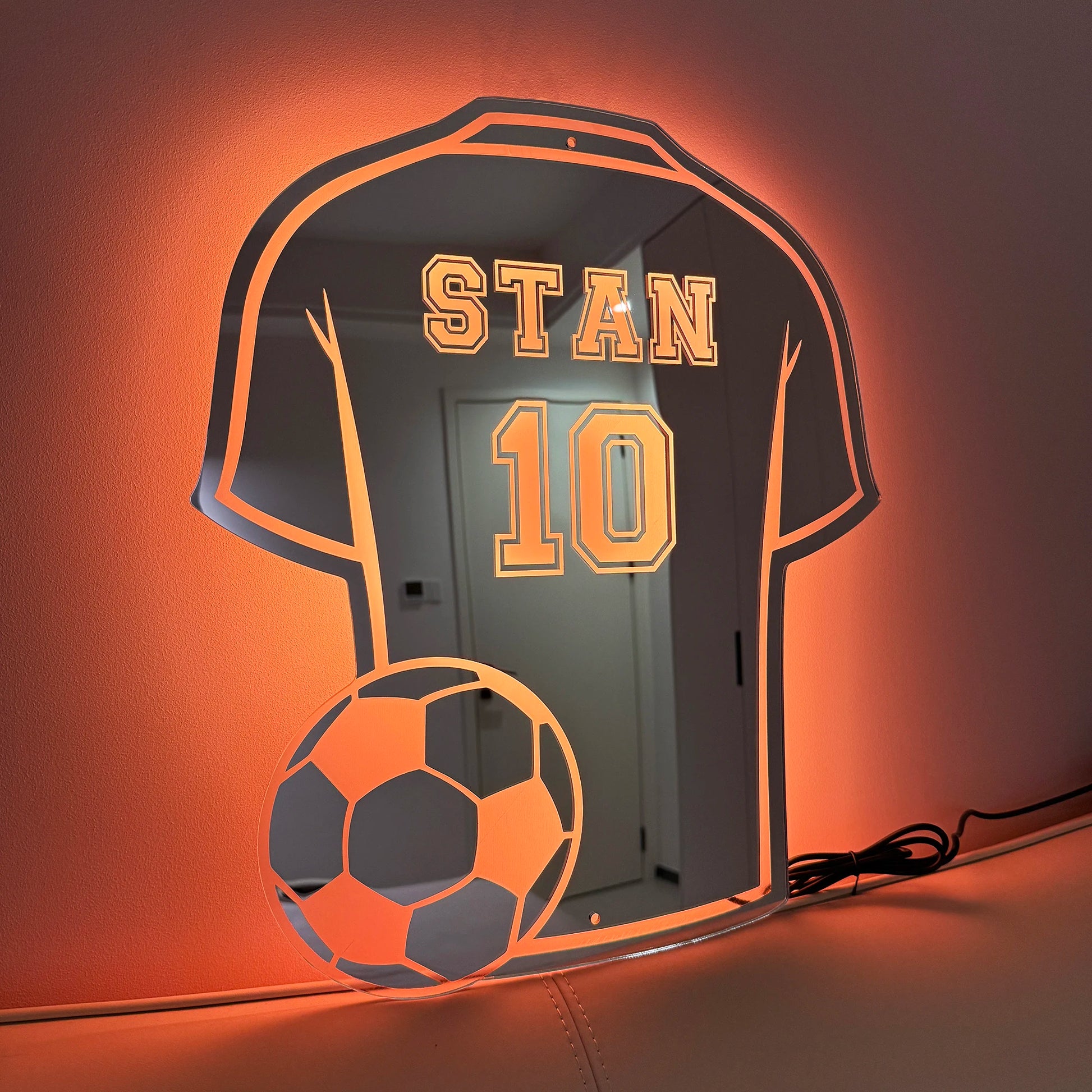Custom Football Shirt LED Mirror - Personalized Acrylic Gift for Dad, Man Cave Wall Decor (Christmas/Birthday/Father's Day) - Buy online at  Vibe In Cart.