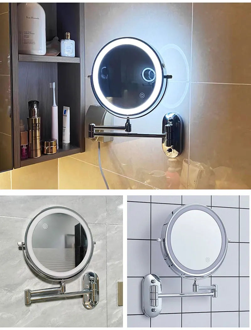 8 inch Makeup Mirror Chrome 3x/5x/7x/10x Magnifying Double Side USB Charging Bathroom 3 color light Smart Cosmetic Mirrors - Buy online at  Vibe In Cart.