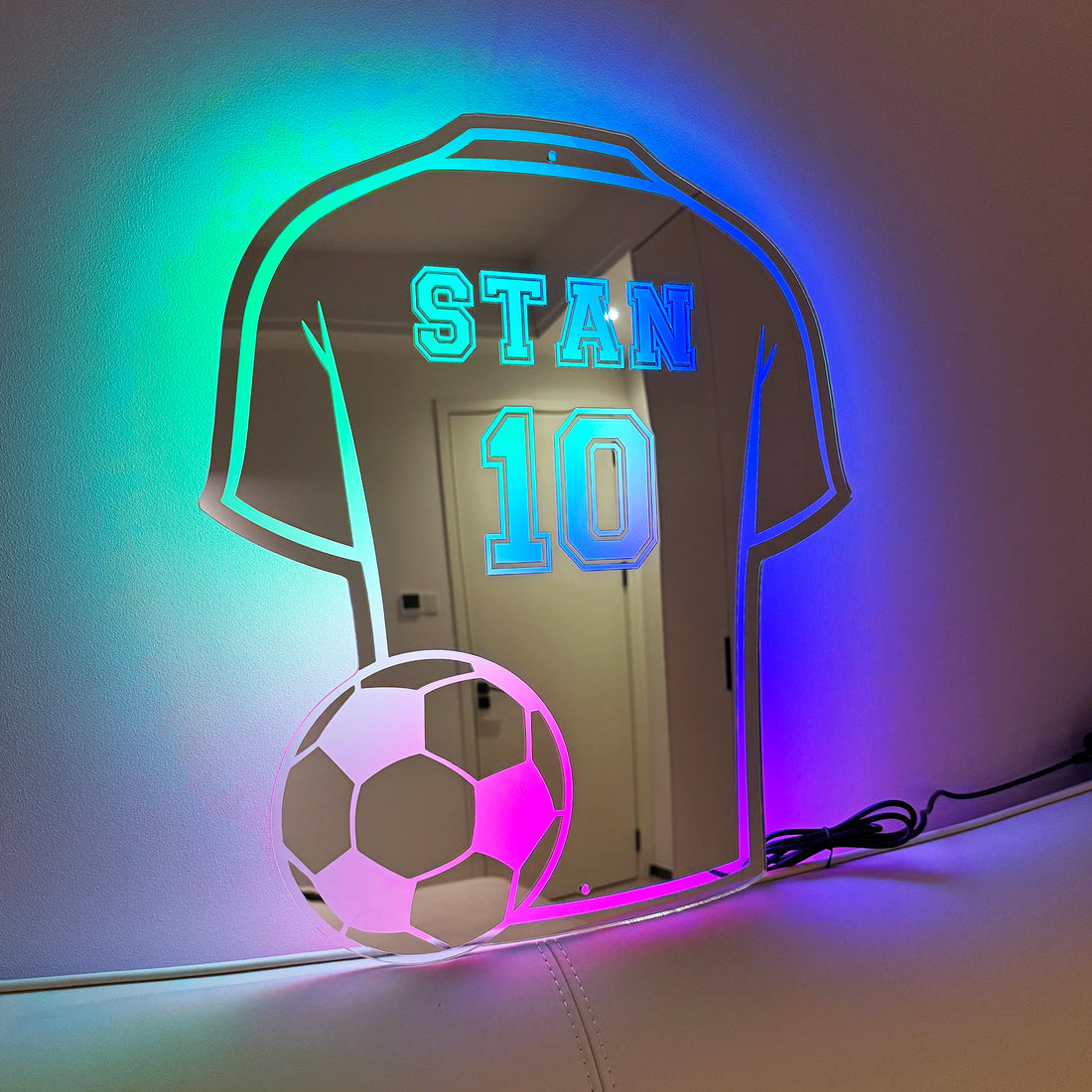 Custom Football Shirt LED Mirror - Personalized Acrylic Gift for Dad, Man Cave Wall Decor (Christmas/Birthday/Father's Day) - Buy online at  Vibe In Cart.