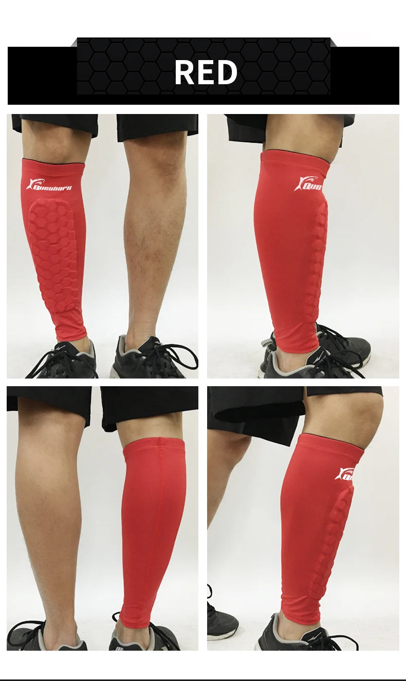 Unisex Polyester Football Shin Guards with Compression Sleeves, XS-XL