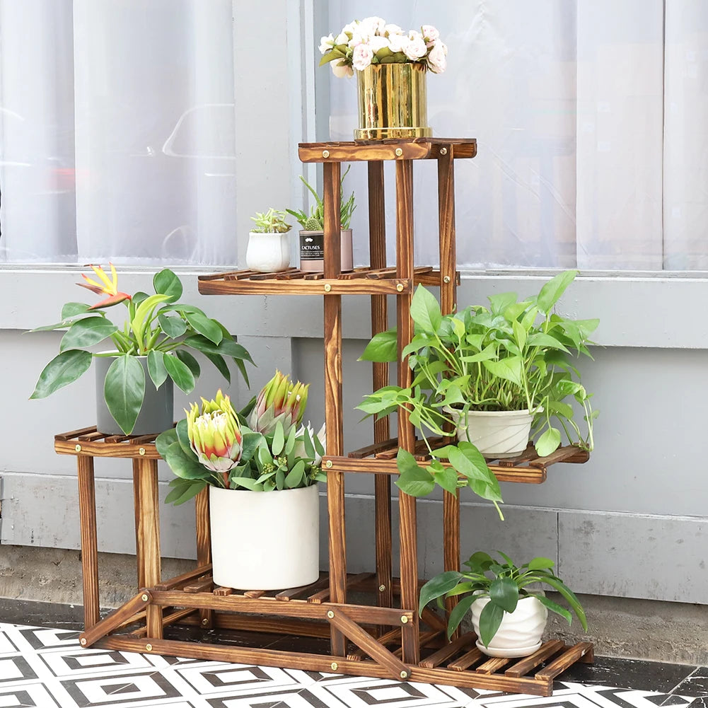 6 Tiered Wood Plant Flower Stand Shelf Planter Pots Shelves Rack Holder Display for Multiple Plants Indoor Outdoor Garden Patio - Buy online at  Vibe In Cart.