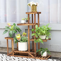 6 Tiered Wood Plant Flower Stand Shelf Planter Pots Shelves Rack Holder Display for Multiple Plants Indoor Outdoor Garden Patio - Buy online at  Vibe In Cart.