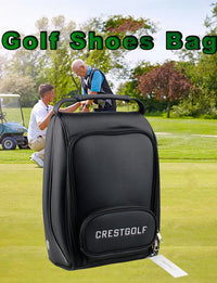 Unisex Black PU Leather Golf Shoes Bag 12.8x9.0x5.2 Inches