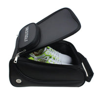 Unisex Black PU Leather Golf Shoes Bag 12.8x9.0x5.2 Inches