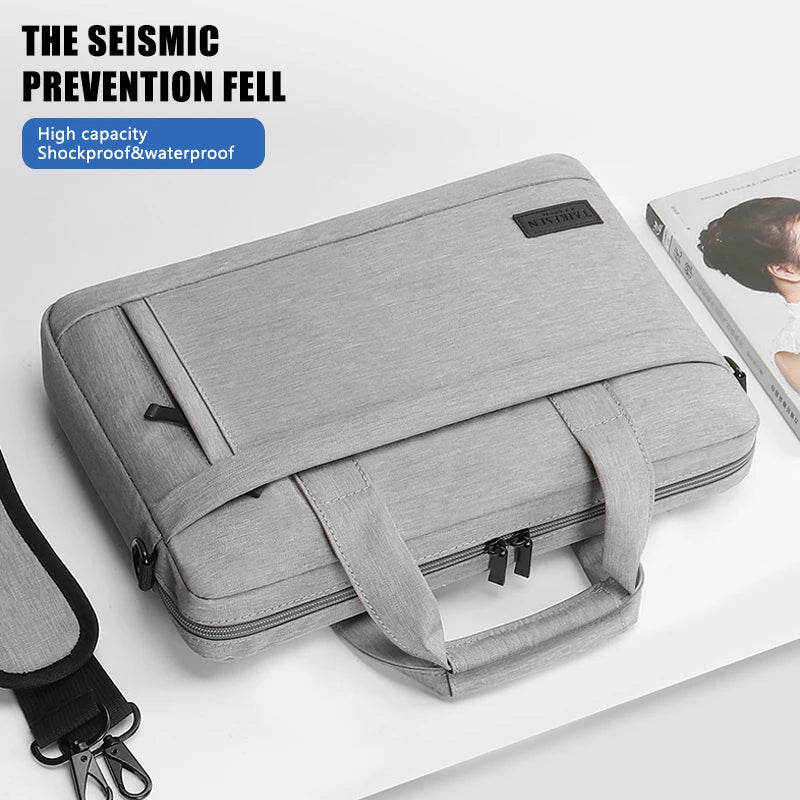 Unisex Zipper Canvas Laptop Briefcase for 13.3-17 Inch Laptops