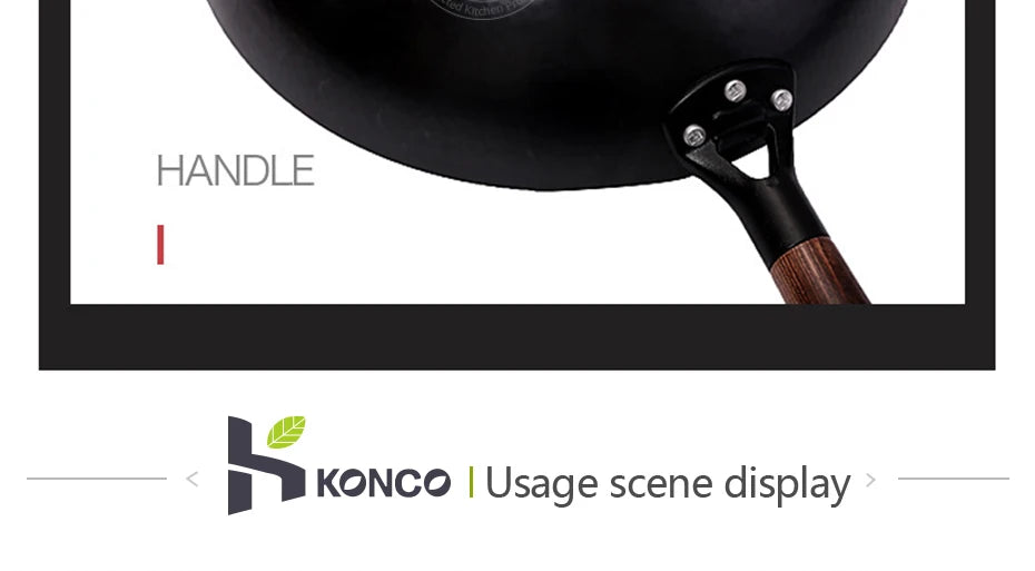 Konco Pure Iron wok cast iron pan Non-coated Pot General use for Gas and Induction Cooker 32cm Chinese Wok Cookware Pan - Buy online at  Vibe In Cart.