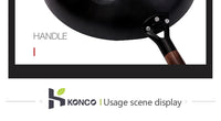 Konco Pure Iron wok cast iron pan Non-coated Pot General use for Gas and Induction Cooker 32cm Chinese Wok Cookware Pan - Buy online at  Vibe In Cart.
