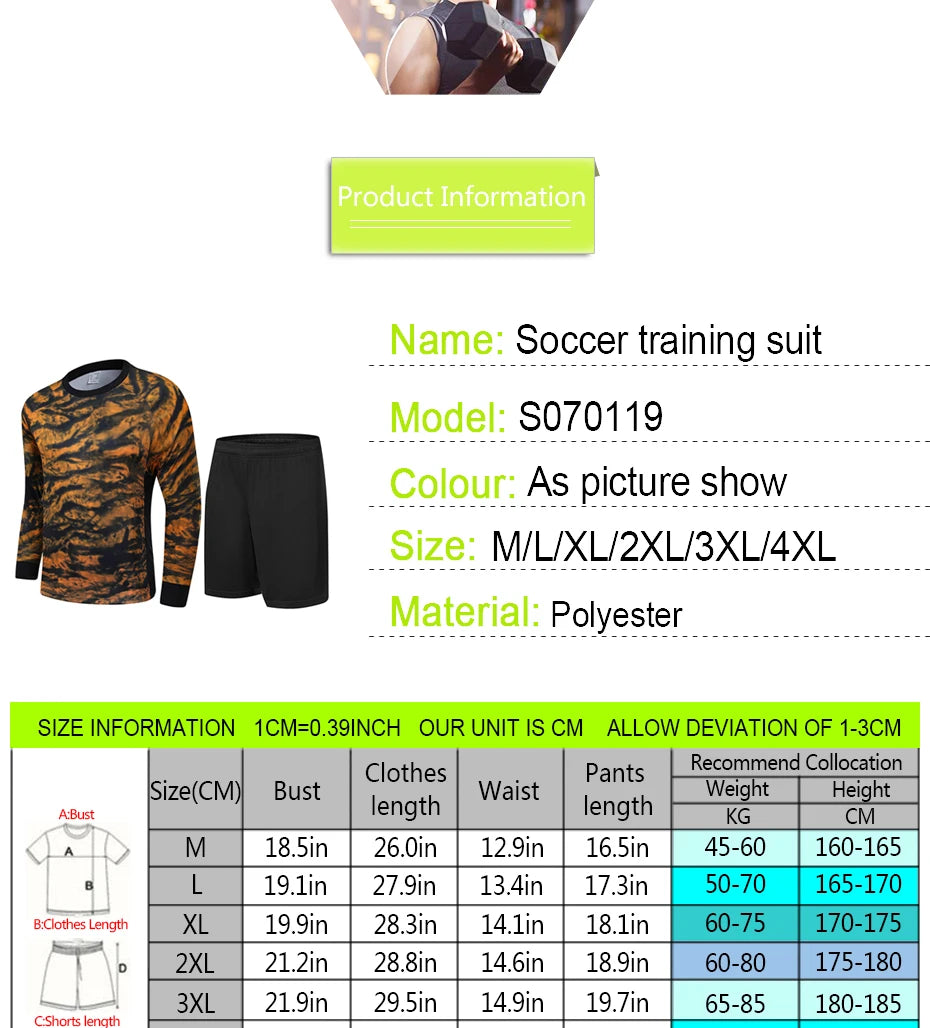 22-23 Adult Goalkeeper Uniform Soccer Jersey Set Professional Goalie Football Uniform Sponge Protection Shirt Pants Shorts Men - Buy online at  Vibe In Cart.