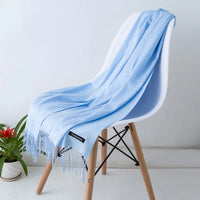 Women's Long Polyester Tassel Scarf with Solid Color