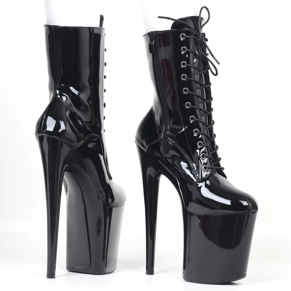 JIALUOWEI INS Style 20CM Extreme High Heels Platform Boots Lace Up Sexy Pole Dancing Ankle Boots Side Zip 5-12 - Buy online at  Vibe In Cart.
