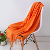 Women's Long Polyester Tassel Scarf with Solid Color