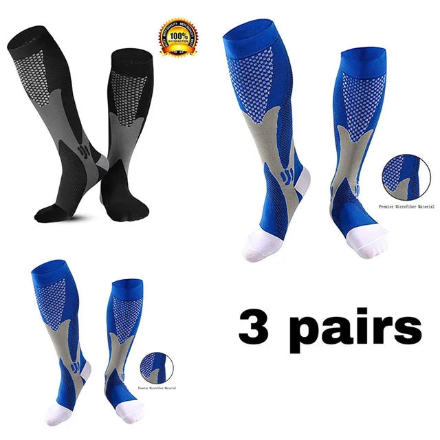 Men's Crew Length Compression Socks for Sports, Size EU 41-45