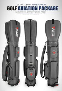 Nylon Golf Bag with Wheels for Aviation, Black and Gray