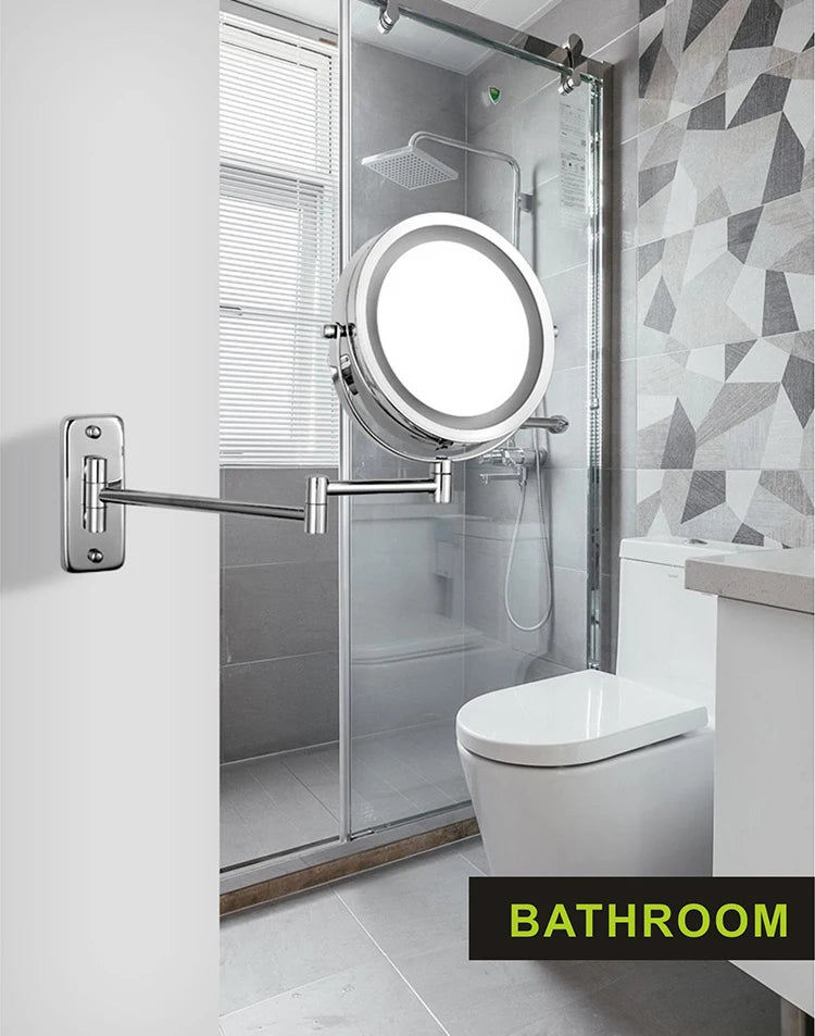 7 Inch Wall Mounted Double Sided Bathroom Mirror with LED Light and Magnifying