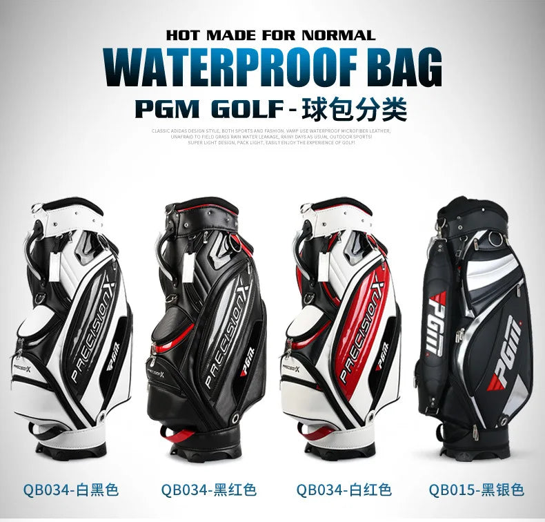Men's PU Waterproof Golf Bag for 14 Clubs Large Capacity
