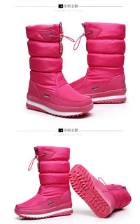 Women's Mid-Calf Platform Snow Boots with Flat Heel
