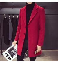 2024 Spring Autumn New Long Cotton Coat New Wool Blend Pure Color Casual Business Fashion Men's Clothing Slim Windbreaker Jacket - Buy online at  Vibe In Cart.