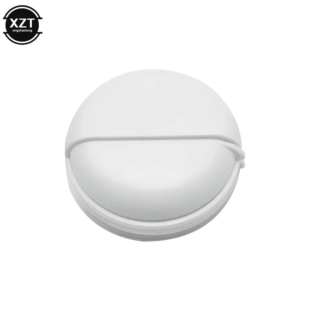 Round Plastic Storage Box with Rotating Cover for Cables and Earphones