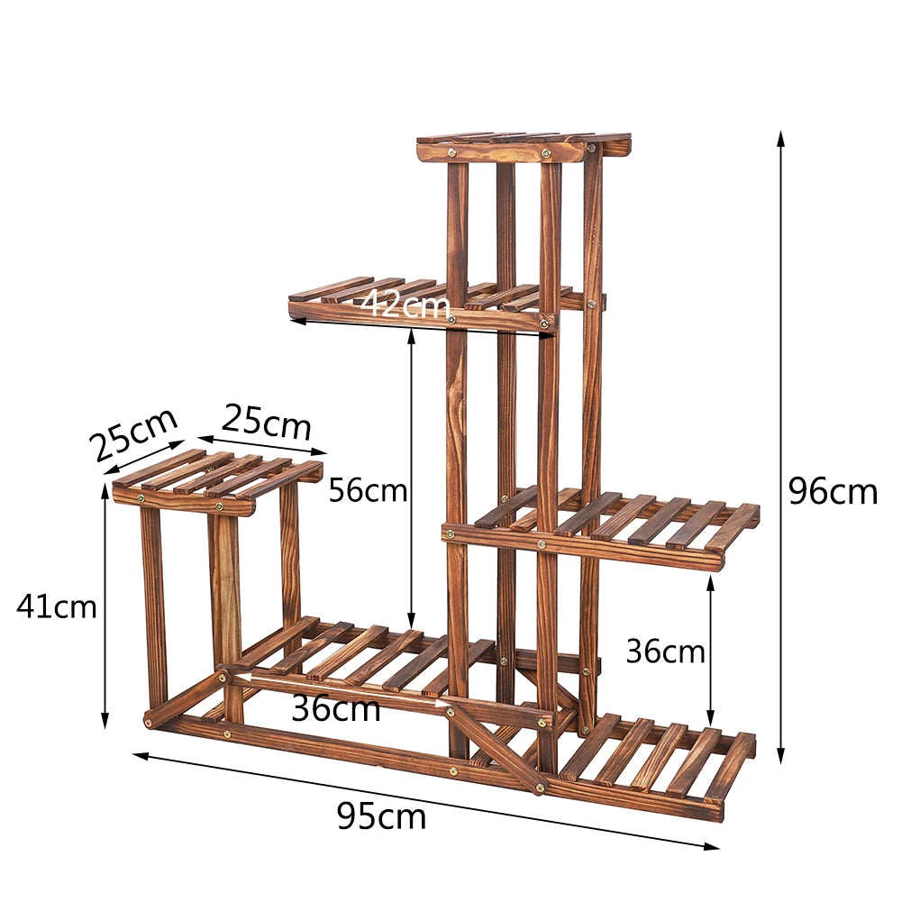 6 Tiered Wood Plant Flower Stand Shelf Planter Pots Shelves Rack Holder Display for Multiple Plants Indoor Outdoor Garden Patio - Buy online at  Vibe In Cart.