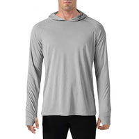 Men's Breathable Long Sleeve Hooded T-Shirt with UV Protection and Quick Dry
