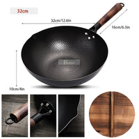 Konco Pure Iron wok cast iron pan Non-coated Pot General use for Gas and Induction Cooker 32cm Chinese Wok Cookware Pan - Buy online at  Vibe In Cart.