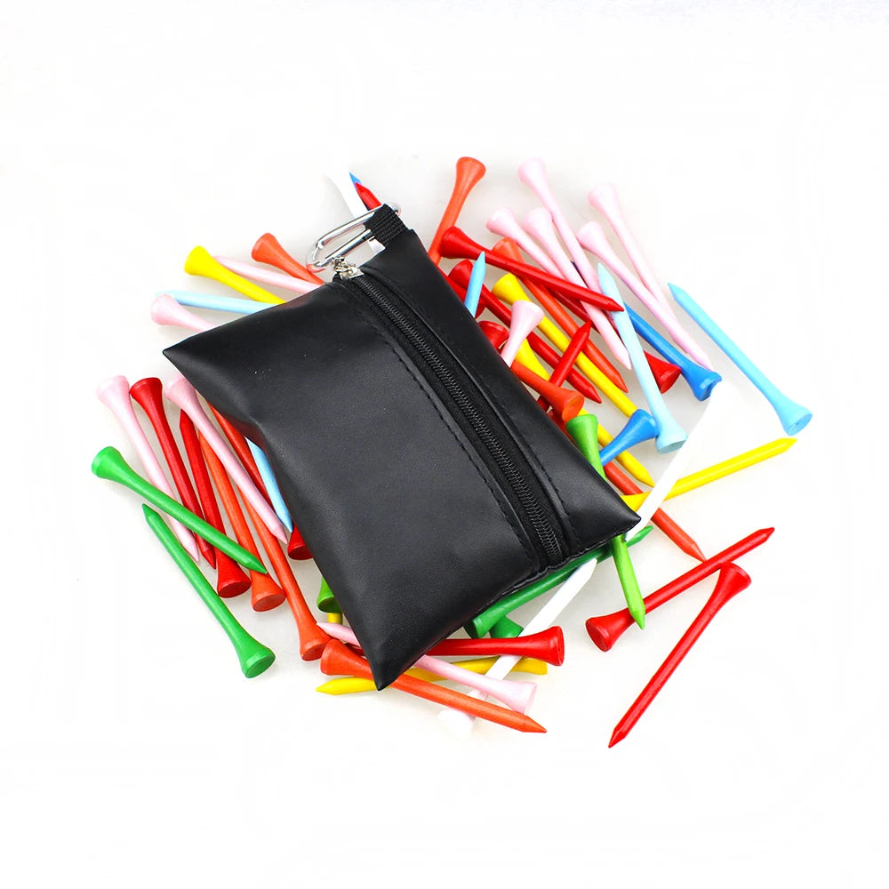 Small Black PU Golf Ball and Tee Storage Pouch, 13 x 9.5 cm