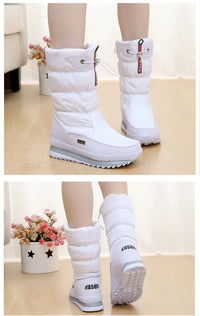 Women's Mid-Calf Platform Snow Boots with Flat Heel