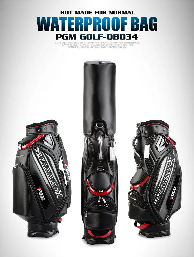Men's PU Waterproof Golf Bag for 14 Clubs Large Capacity
