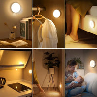 Round LED Night Light with Motion Sensor and USB Charging