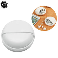 Round Plastic Storage Box with Rotating Cover for Cables and Earphones