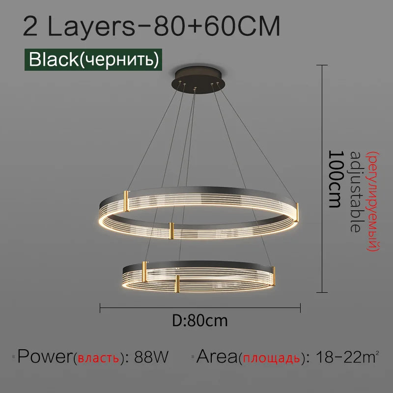Modern Black LED Cord Pendant Light for Dining Room