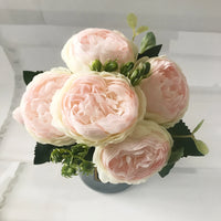 30cm Rose Pink Silk Peony Artificial Flowers Bouquet 5 Big Head and 4 Bud Cheap Fake Flowers for Home Wedding Decoration indoor - Buy online at  Vibe In Cart.