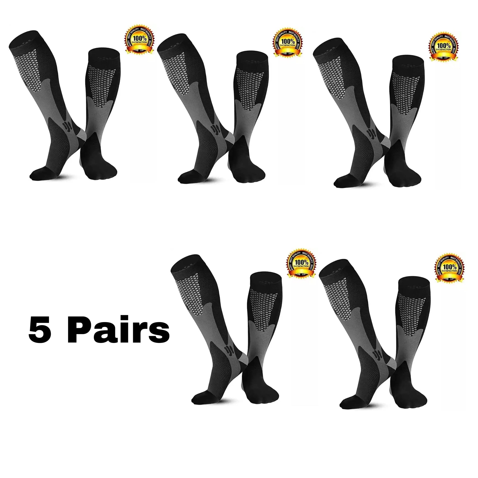 Men's Crew Length Compression Socks for Sports, Size EU 41-45