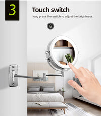 Folding Arm Extend Bathroom Mirror With LED Light 7 Inch Wall Mounted Double Side Smart Cosmetic Makeup Mirrors - Buy online at  Vibe In Cart.