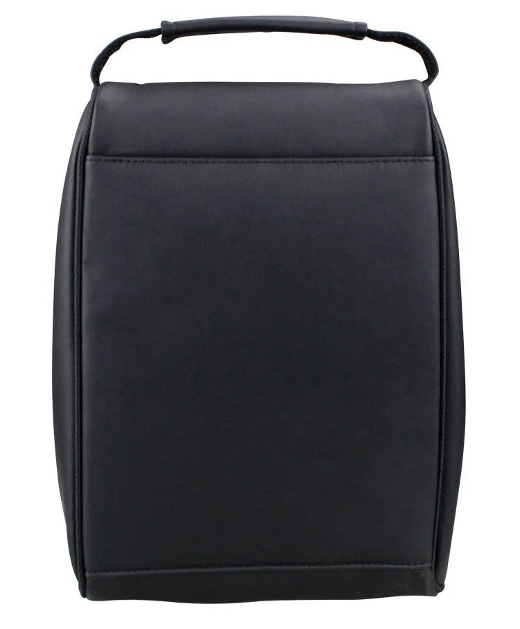 Unisex Black PU Leather Golf Shoes Bag 12.8x9.0x5.2 Inches