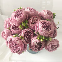 30cm Rose Pink Silk Peony Artificial Flowers Bouquet 5 Big Head and 4 Bud Cheap Fake Flowers for Home Wedding Decoration indoor - Buy online at  Vibe In Cart.