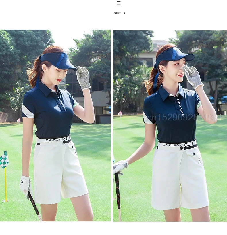 TTYGJ Women High Waist Golf Shorts Summer Quick-dry Sports Trousers Breathable Golf Apparel Ladies Elastic Slim Short Pant XS-XL