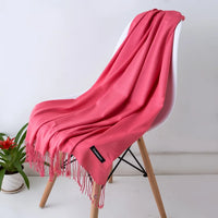 Women's Long Polyester Tassel Scarf with Solid Color