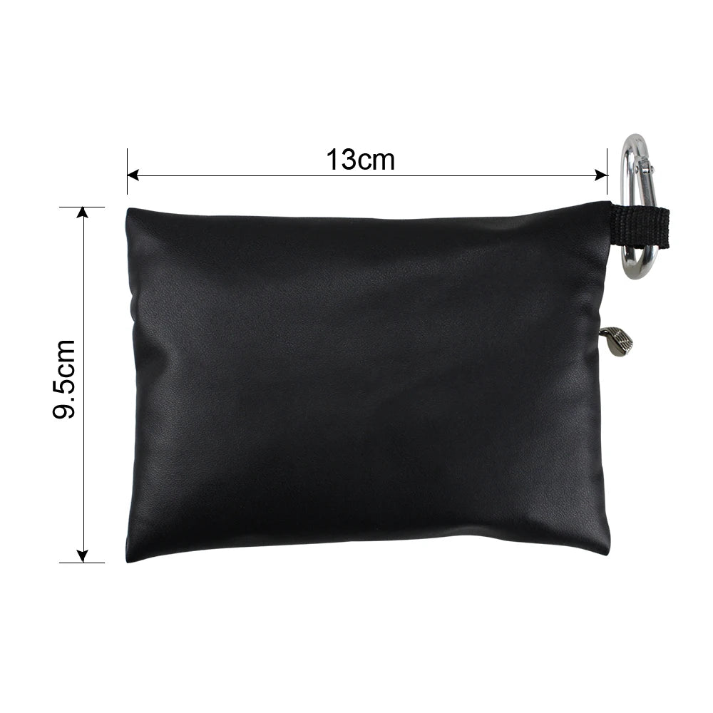 Small Black PU Golf Ball and Tee Storage Pouch, 13 x 9.5 cm