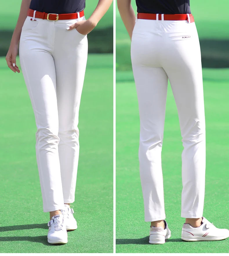 Women's Slim Fit High Waist Full Length Golf Pants Quick Dry Breathable Cotton Blend XS-XL