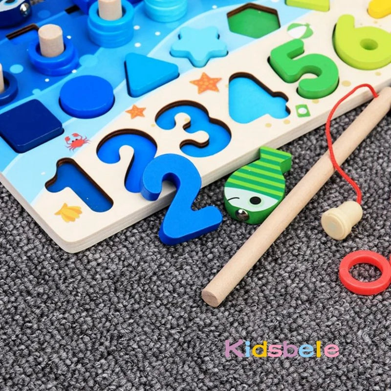 Educational Wooden Math Shape Matching Puzzle Toy for Kids