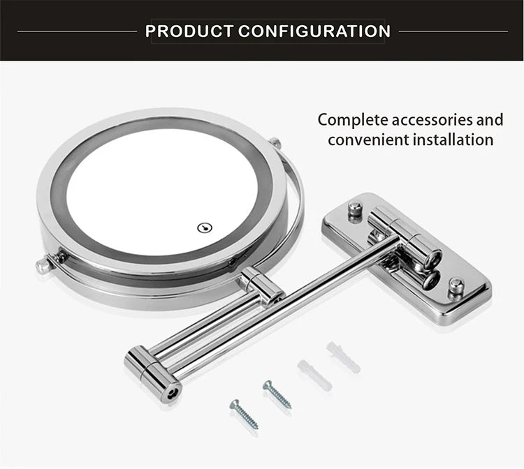 Folding Arm Extend Bathroom Mirror With LED Light 7 Inch Wall Mounted Double Side Smart Cosmetic Makeup Mirrors - Buy online at  Vibe In Cart.